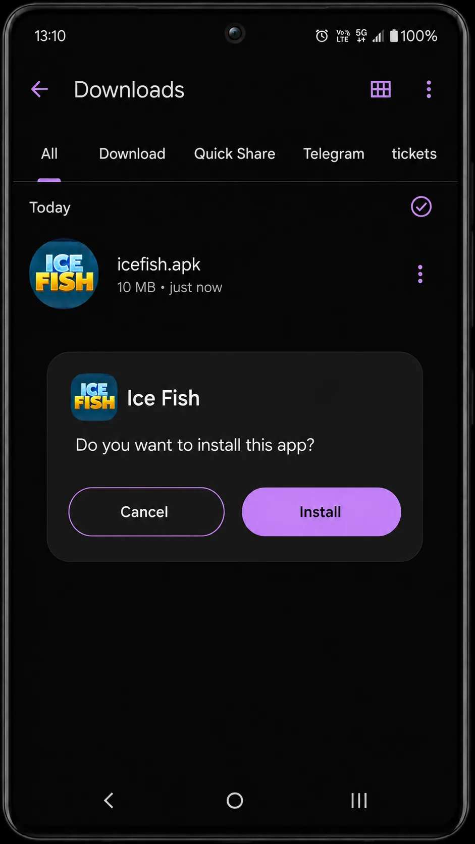 Nomaʼlum ilovalarni oʻrnatish uchun Android sozlamalari (tasvir)