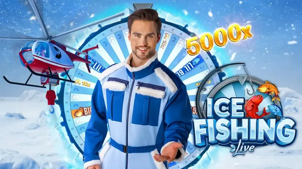 Evolution Ice Fishing live game show hosti va Arktika studiyasi