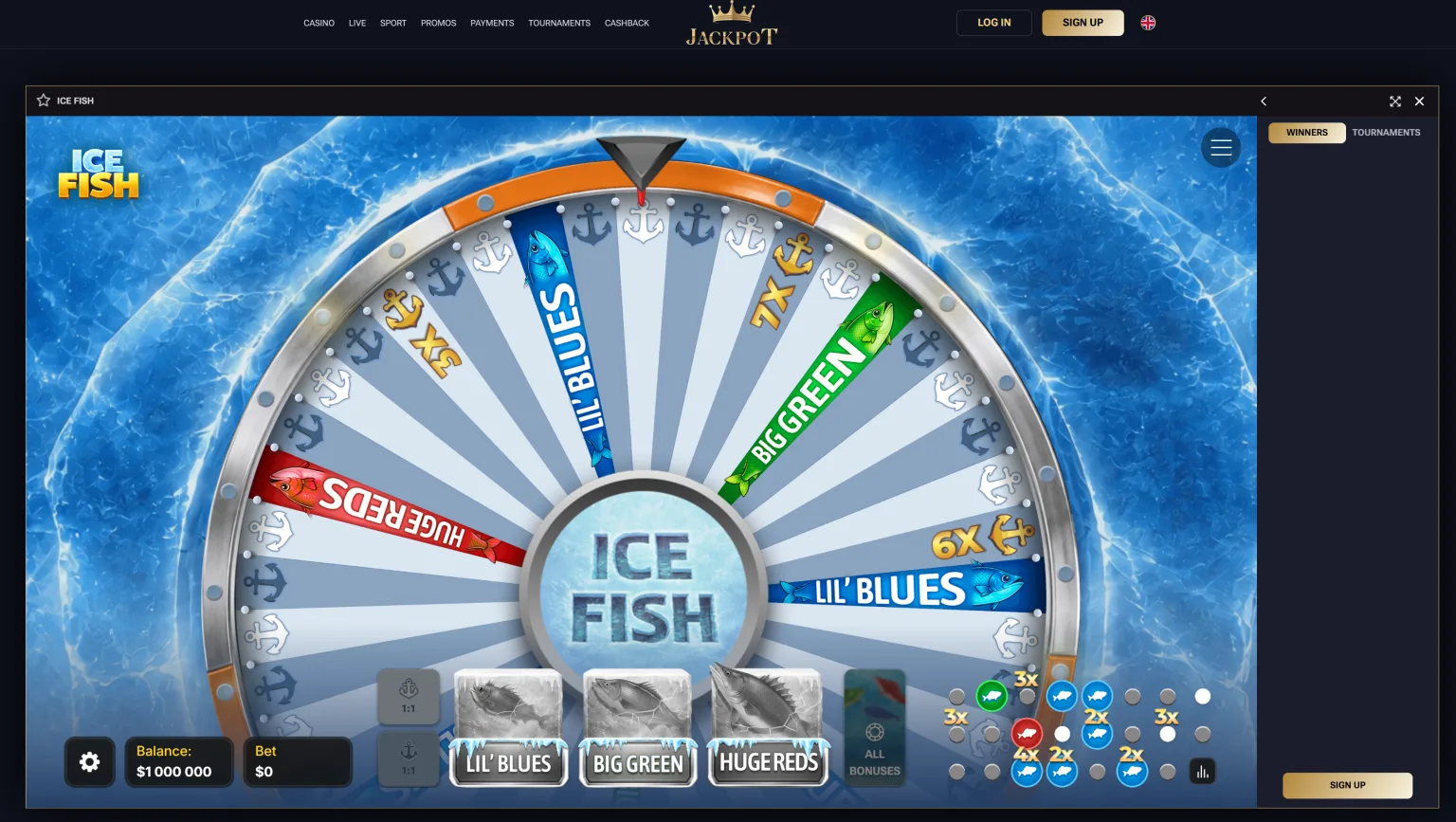 Jack-Pot kazinoda mavjud InOut Games Ice Fish